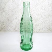Peoria Illinois 6 oz empty hobbleskirt no refill collectible vintage Christmas Coke bottle. Aqua tinted glass: Right Side View - Click to enlarge