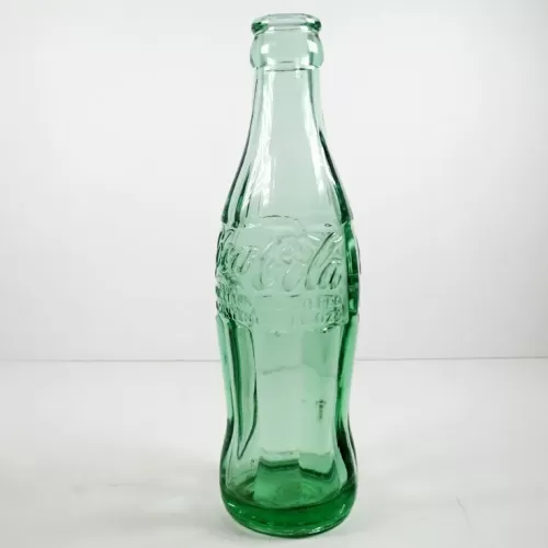1984 Louisville Kentucky 6 oz vintage aqua tinted glass hobbleskirt Coke. Chattanooga Glass Co: Front