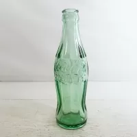 Vintage 1996 Louisville Kentucky 6-1/2 fl. oz. green glass hobbleskirt Coke bottle from Anchor Hocking: Front - Click to enlarge
