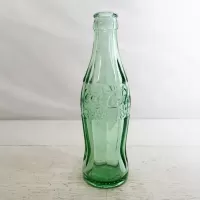 Vintage 1996 Louisville Kentucky 6-1/2 fl. oz. green glass hobbleskirt Coke bottle from Anchor Hocking: Back - Click to enlarge