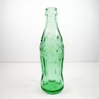 1950 Louisville Kentucky 6 oz hobbleskirt PatD Coke bottle. Aqua tinted glass: Left - Click to enlarge