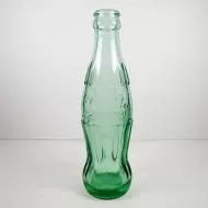 Louisville Kentucky vintage 6 oz empty hobbleskirt aqua tinted glass Christmas Coke no refill bottle: Front