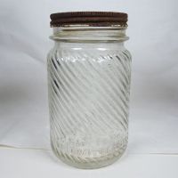 Jumbo Peanut Butter vintage clear glass jar with embossed elephant head: Back - Click to enlarge
