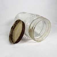 Jumbo Peanut Butter cintage clear glass jar with embossed elephant head: Inside - Click to enlarge