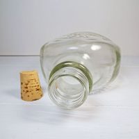 Vintage 1976 Log Cabin cornucopia fall harvest clear glass 24 oz empty bicentennial pancake syrup bottle: Top View - Click to enlarge