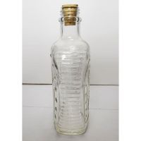 Vintage 1976 Log Cabin American Eagle clear glass 24 oz empty bicentennial pancake syrup bottle: Left Side View - Click to enlarge