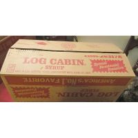 Vintage 1976 Log Cabin American Eagle clear glass 24 oz empty bicentennial pancake syrup bottle: Box View - Click to enlarge