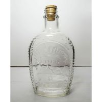 Vintage 1976 Log Cabin Liberty Bell clear glass 24 oz empty bicentennial pancake syrup bottle: Back View - Click to enlarge