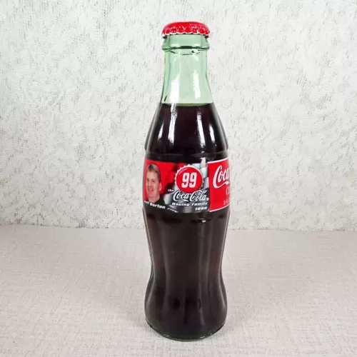 Jeff Burton Nascar No. 99 The Coca Cola Racing Family 1999. Full 8 oz. Coke Classic Soda Bottle: Front