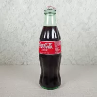 Dale Earnhardt Jr and Sr Nascar unopened 8 oz Coca Cola Classic bottle. Simulated signature. Checkered flag: Coca Cola Classic - Click to enlarge