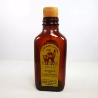 Dr. Scat 1961 vintage 7 fl. oz. Brockway typewriter refinisher amber bottle with dauber top: Front - Click to enlarge