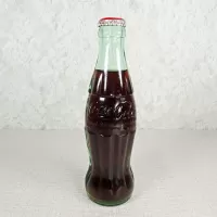 Denver Colorado vintage 8 oz full hobbleskirt no refill Coke bottle with Coca Cola Classic cap: Back - Click to enlarge