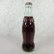 Peoria Illinois vintage 8 oz full hobbleskirt no refill Coke bottle with Coca Cola Classic cap: Front