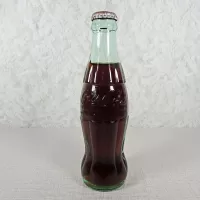 Peoria Illinois vintage 8 oz full hobbleskirt no refill Coke bottle with Coca Cola Classic cap: Back - Click to enlarge