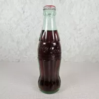Springfield Illinois vintage 8 oz full hobbleskirt no refill Coke bottle with Coca Cola Classic cap: Back - Click to enlarge