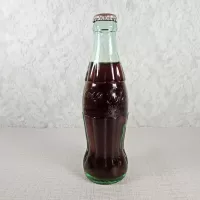 Boston Massachusetts vintage 8 oz full hobbleskirt no refill Coke bottle with Coca Cola Classic cap: Back - Click to enlarge
