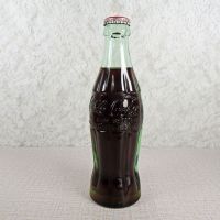 Charlotte North Carolina vintage 6 oz full hobbleskirt Coke bottle with red Coca Cola Classic cap: Back - Click to enlarge