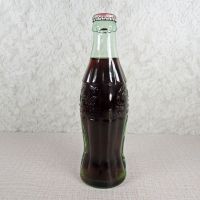 Durham North Carolina vintage 6 oz full hobbleskirt Coke bottle with red Coca Cola Classic cap: Right - Click to enlarge
