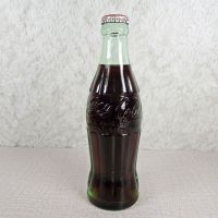 Durham North Carolina vintage 6 oz full hobbleskirt Coke bottle with red Coca Cola Classic cap: Back - Click to enlarge