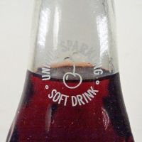 Diet Cheerwine 12 oz. full ACL soda bottle in a clear glass bottle with metal cap: Neck Logo - Click to enlarge