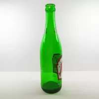 Ale 8 One 12 oz vintage green glass longneck ACL soft drink bottle with red and white graphics: Right - Click to enlarge