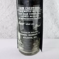 1966 Sun Crest 10 oz Vintage ACL Soda Bottle. Blue white graphics. Raised ovals above and below label #4b: Words - Click to enlarge