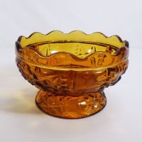Gold Glass Decorative Vintage Footed Bowl: Front - Click to enlarge