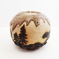 Bears in the Woods Round Ceramic Tealight Candle Holder - Click to enlarge