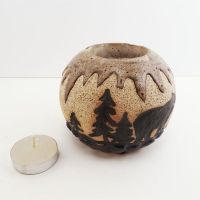Bears in the Woods Round Ceramic Tealight Candle Holder - Click to enlarge