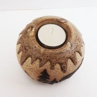 Bears in the Woods Round Ceramic Tealight Candle Holder - Click to enlarge