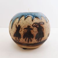 Cowboys on Horses Round Ceramic Tealight Candle Holder - Click to enlarge