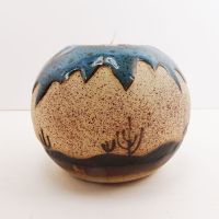 Cowboys on Horses Round Ceramic Tealight Candle Holder - Click to enlarge