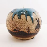Cowboys on Horses Round Ceramic Tealight Candle Holder - Click to enlarge