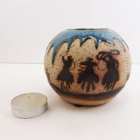 Cowboys on Horses Round Ceramic Tealight Candle Holder - Click to enlarge
