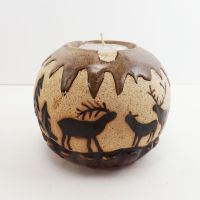 Deer in the Forest Round Ceramic Tealight Candle Holder - Click to enlarge