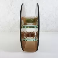 Round top tealight candle holder. Brown frosty glass with lime green velvet accents. Three candles included: With Candles View - Click to enlarge