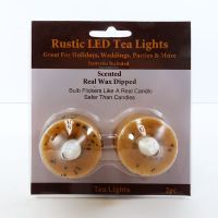 LED Flickering Tea Light Candles Rustic Gold 2 Pack - Click to enlarge