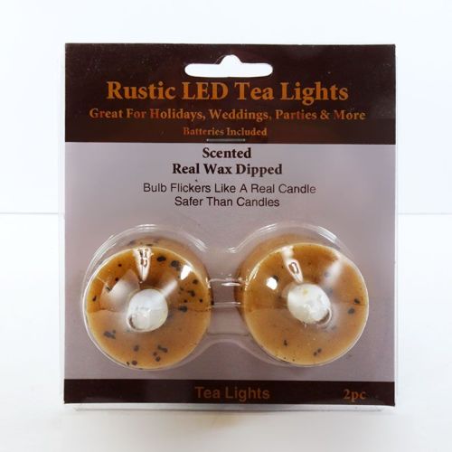 LED Flickering Tea Light Candles Rustic Gold 2 Pack