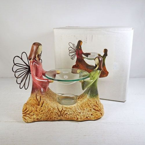 Candle warmer featuring an Angel and child emerging from the earth: With Box View
