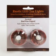 LED Flickering Tea Light Candles Rustic Brown 2 Pack