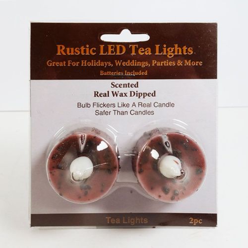 LED Flickering Tea Light Candles Rustic Brown 2 