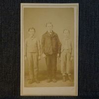 Antique CDV Carte De Visite three boys standing in a row by F.B. Zay Artist  Findlay, O: Front View - Click to enlarge