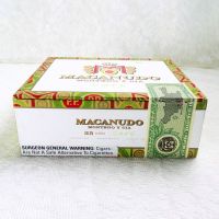 Macanudo Montego Y Cia Empty Wood Cigar Box with Paper Covering: Front View - Click to enlarge