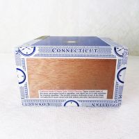 Nat Sherman Empty Wood Cigar Box with Paper Trim and Two Wood Dividers Back View - Click to enlarge