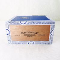 Nat Sherman Empty Wood Cigar Box with Paper Trim and Two Wood Dividers Right View - Click to enlarge