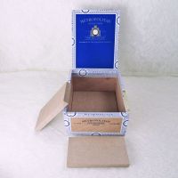 Nat Sherman Empty Wood Cigar Box with Paper Trim and Two Wood Dividers Inside View - Click to enlarge