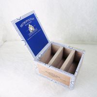 Nat Sherman Empty Wood Cigar Box with Paper Trim and Two Wood Dividers: Wood Dividers View - Click to enlarge