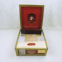 Troya Empty Wood Cigar Box with Deep Red and Gold Paper Covering: Inside View - Click to enlarge