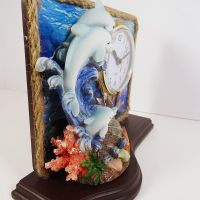 Dolphins Quartz Table Clock Seashells and Ocean Scene - Click to enlarge
