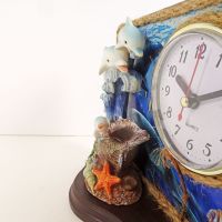 Dolphins Quartz Table Clock Seashells and Ocean Scene - Click to enlarge
